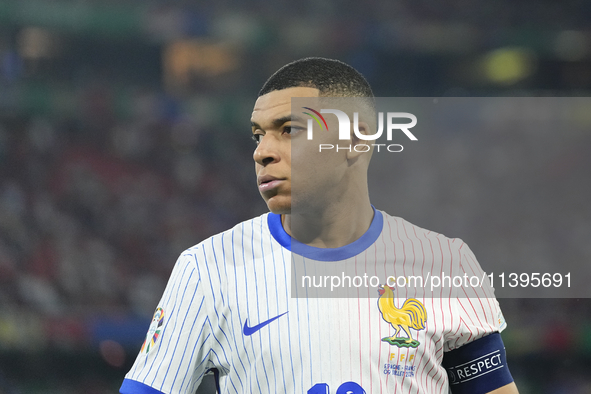 Kylian Mbappe centre-forward of France and Real Madrid during the UEFA EURO 2024 semi-final match between Spain v France at Munich Football...