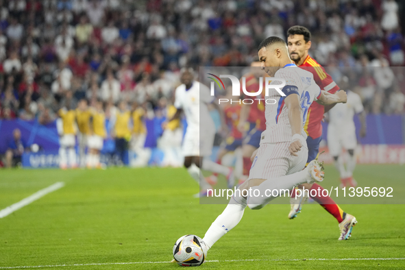 Kylian Mbappe centre-forward of France and Real Madrid during the UEFA EURO 2024 semi-final match between Spain v France at Munich Football...