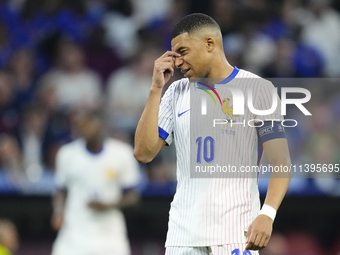 Kylian Mbappe centre-forward of France and Real Madrid reacts during the UEFA EURO 2024 semi-final match between Spain v France at Munich Fo...