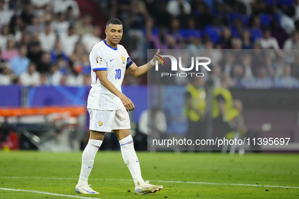 Kylian Mbappe centre-forward of France and Real Madrid reacts during the UEFA EURO 2024 semi-final match between Spain v France at Munich Fo...