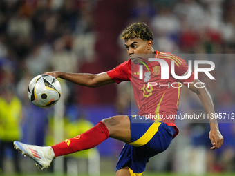 Lamine Yamal right winger of Spain and FC Barcelona during the UEFA EURO 2024 semi-final match between Spain v France at Munich Football Are...