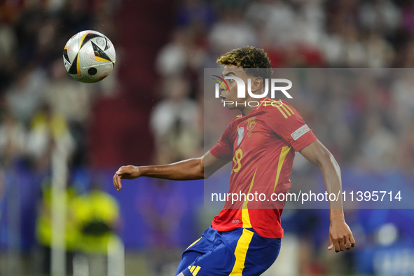 Lamine Yamal right winger of Spain and FC Barcelona during the UEFA EURO 2024 semi-final match between Spain v France at Munich Football Are...