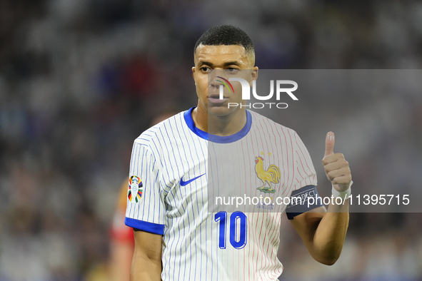 Kylian Mbappe centre-forward of France and Real Madrid reacts during the UEFA EURO 2024 semi-final match between Spain v France at Munich Fo...