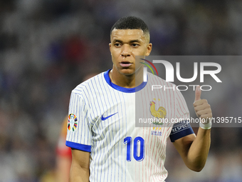 Kylian Mbappe centre-forward of France and Real Madrid reacts during the UEFA EURO 2024 semi-final match between Spain v France at Munich Fo...