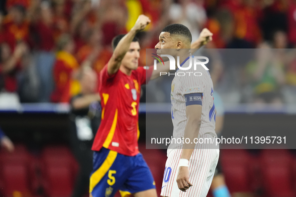 Kylian Mbappe centre-forward of France and Real Madrid dejected after losing during the UEFA EURO 2024 semi-final match between Spain v Fran...