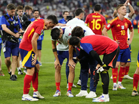 Alvaro Morata centre-forward of Spain and Atletico de Madrid injured after the UEFA EURO 2024 semi-final match between Spain v France at Mun...