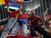 Spanish supporters celebrate victory after the UEFA EURO 2024 semi-final match between Spain v France at Munich Football Arena on July 9, 20...