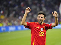 Jesus Navas right-back of Spain and Sevilla FC celebrates victory after during the UEFA EURO 2024 semi-final match between Spain v France at...