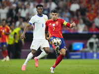 Alvaro Morata centre-forward of Spain and Atletico de Madrid controls the ball during the UEFA EURO 2024 semi-final match between Spain v Fr...