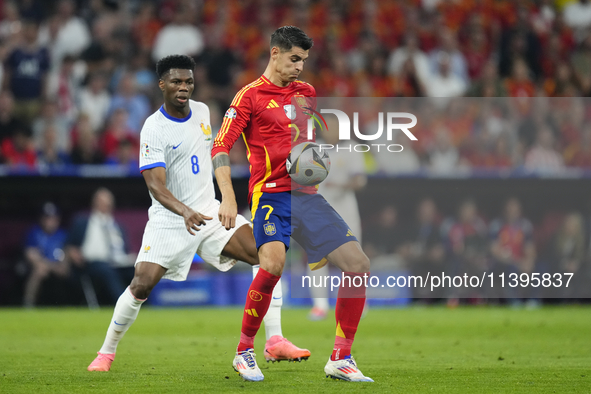 Alvaro Morata centre-forward of Spain and Atletico de Madrid during the UEFA EURO 2024 semi-final match between Spain v France at Munich Foo...