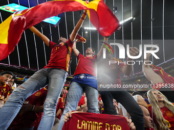 Spanish supporters celebrate victory after the UEFA EURO 2024 semi-final match between Spain v France at Munich Football Arena on July 9, 20...