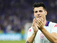 Alvaro Morata centre-forward of Spain and Atletico de Madrid celebrates victory after the UEFA EURO 2024 semi-final match between Spain v Fr...