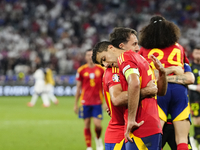 Rodrigo Hernandez defensive midfield of Spain and Manchester City celebrates victory after the UEFA EURO 2024 semi-final match between Spain...