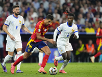 Eduardo Camavinga central midfield of France and Real Madrid and Rodrigo Hernandez defensive midfield of Spain and Manchester City compete f...