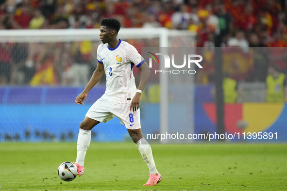 Aurelien Tchouameni defensive midfield of France and Real Madrid during the UEFA EURO 2024 semi-final match between Spain v France at Munich...