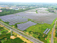 A photovoltaic power station is being shown in Ligang village, Chaohu city, East China's Anhui province, on July 9, 2024. (