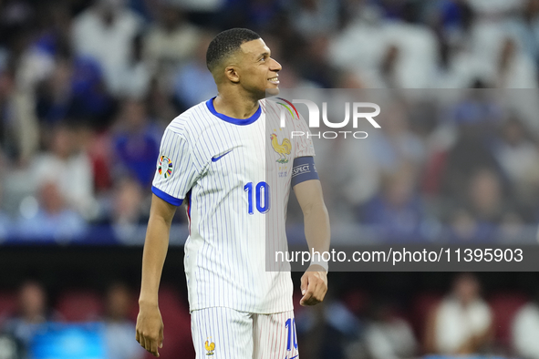 Kylian Mbappe centre-forward of France and Real Madrid reacts during the UEFA EURO 2024 semi-final match between Spain v France at Munich Fo...