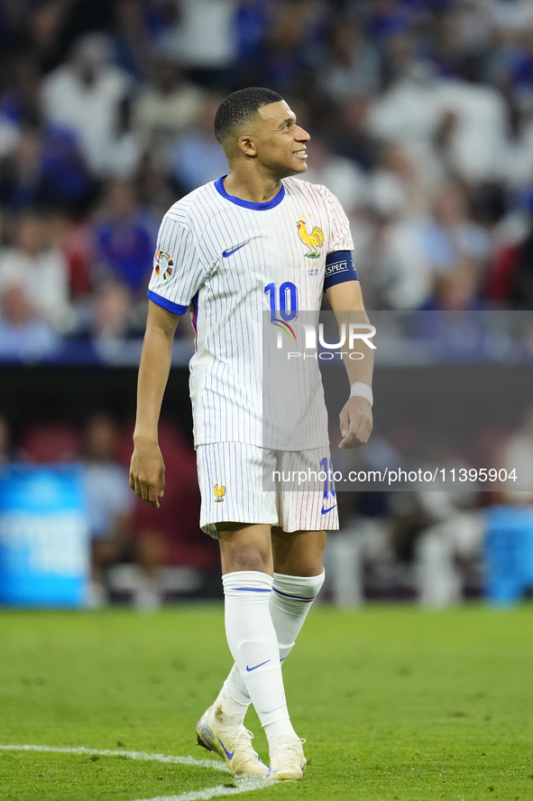 Kylian Mbappe centre-forward of France and Real Madrid reacts during the UEFA EURO 2024 semi-final match between Spain v France at Munich Fo...