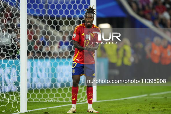 Nico Williams left winger of Spain and Athletic Club Bilbao during the UEFA EURO 2024 semi-final match between Spain v France at Munich Foot...