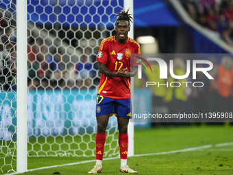 Nico Williams left winger of Spain and Athletic Club Bilbao during the UEFA EURO 2024 semi-final match between Spain v France at Munich Foot...