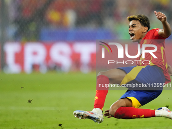 Lamine Yamal right winger of Spain and FC Barcelona during the UEFA EURO 2024 semi-final match between Spain v France at Munich Football Are...