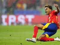 Lamine Yamal right winger of Spain and FC Barcelona during the UEFA EURO 2024 semi-final match between Spain v France at Munich Football Are...