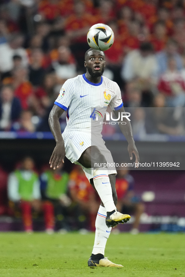 Dayot Upamecano centre-back of France and Bayern Munich during the UEFA EURO 2024 semi-final match between Spain v France at Munich Football...