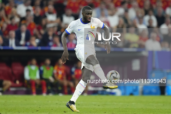 Dayot Upamecano centre-back of France and Bayern Munich during the UEFA EURO 2024 semi-final match between Spain v France at Munich Football...