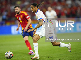 Bradley Barcola left winger of France and Paris Saint-Germain during the UEFA EURO 2024 semi-final match between Spain v France at Munich Fo...