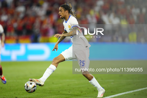 Bradley Barcola left winger of France and Paris Saint-Germain during the UEFA EURO 2024 semi-final match between Spain v France at Munich Fo...