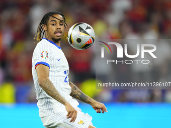 Bradley Barcola left winger of France and Paris Saint-Germain during the UEFA EURO 2024 semi-final match between Spain v France at Munich Fo...