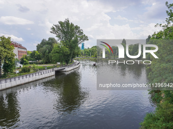 A general view of the Brda River is being seen in Bydgoszcz, Poland, on May 30, 2024 (