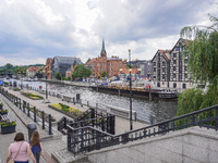 A general view of the old town and Brda River is being seen in Bydgoszcz, Poland, on May 30, 2024 (