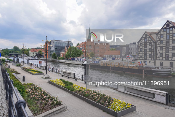 A general view of the old town and Brda River is being seen in Bydgoszcz, Poland, on May 30, 2024 