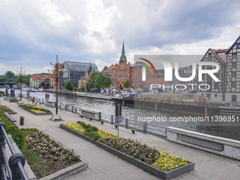 A general view of the old town and Brda River is being seen in Bydgoszcz, Poland, on May 30, 2024 (