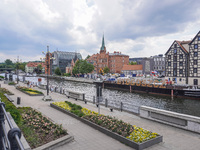 A general view of the old town and Brda River is being seen in Bydgoszcz, Poland, on May 30, 2024 (