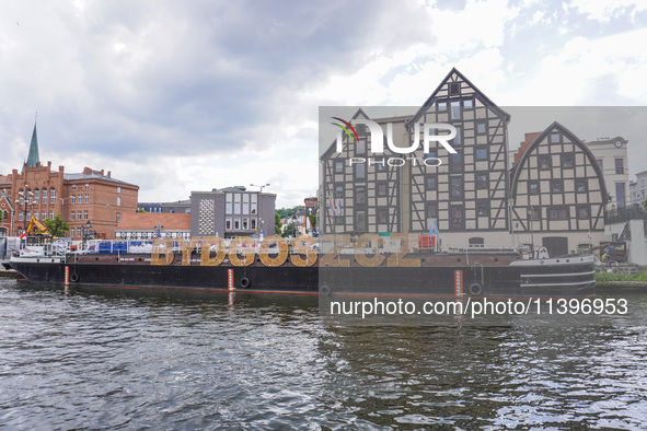 A general view of the old town and Brda River is being seen in Bydgoszcz, Poland, on May 30, 2024 