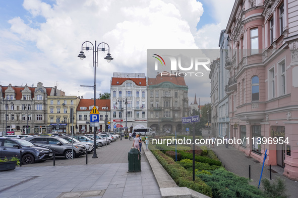 A general view of the old town street is being seen in Bydgoszcz, Poland, on May 30, 2024 