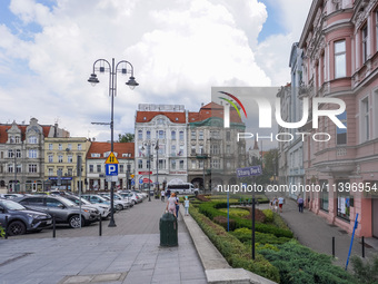 A general view of the old town street is being seen in Bydgoszcz, Poland, on May 30, 2024 (