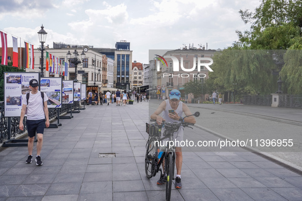 A general view of the old town street is being seen in Bydgoszcz, Poland, on May 30, 2024 