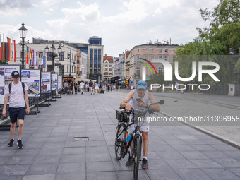 A general view of the old town street is being seen in Bydgoszcz, Poland, on May 30, 2024 (