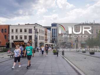 A general view of the old town street is being seen in Bydgoszcz, Poland, on May 30, 2024 (