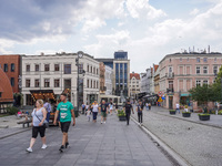 A general view of the old town street is being seen in Bydgoszcz, Poland, on May 30, 2024 (