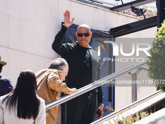 Laurence Fishburne is arriving at the photocall of Megalopolis during the 77th Festival de Cannes in Cannes, France, on May 17, 2024 (