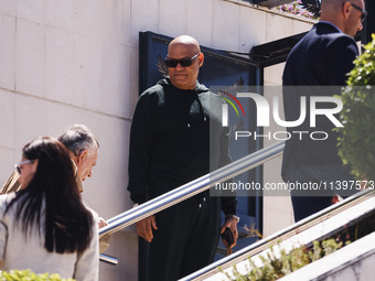 Laurence Fishburne is arriving at the photocall of Megalopolis during the 77th Festival de Cannes in Cannes, France, on May 17, 2024 (