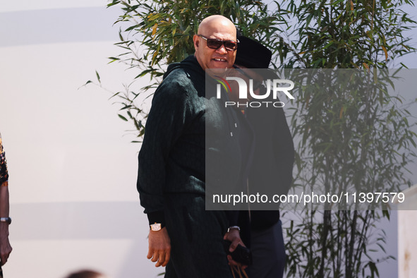 Laurence Fishburne is arriving at the photocall of Megalopolis during the 77th Festival de Cannes in Cannes, France, on May 17, 2024 