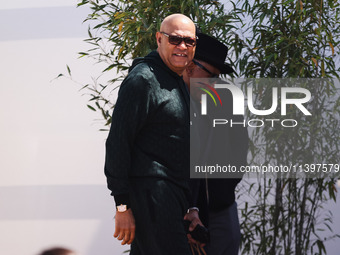 Laurence Fishburne is arriving at the photocall of Megalopolis during the 77th Festival de Cannes in Cannes, France, on May 17, 2024 (