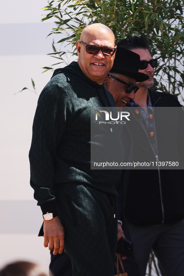 Laurence Fishburne is arriving at the photocall of Megalopolis during the 77th Festival de Cannes in Cannes, France, on May 17, 2024 