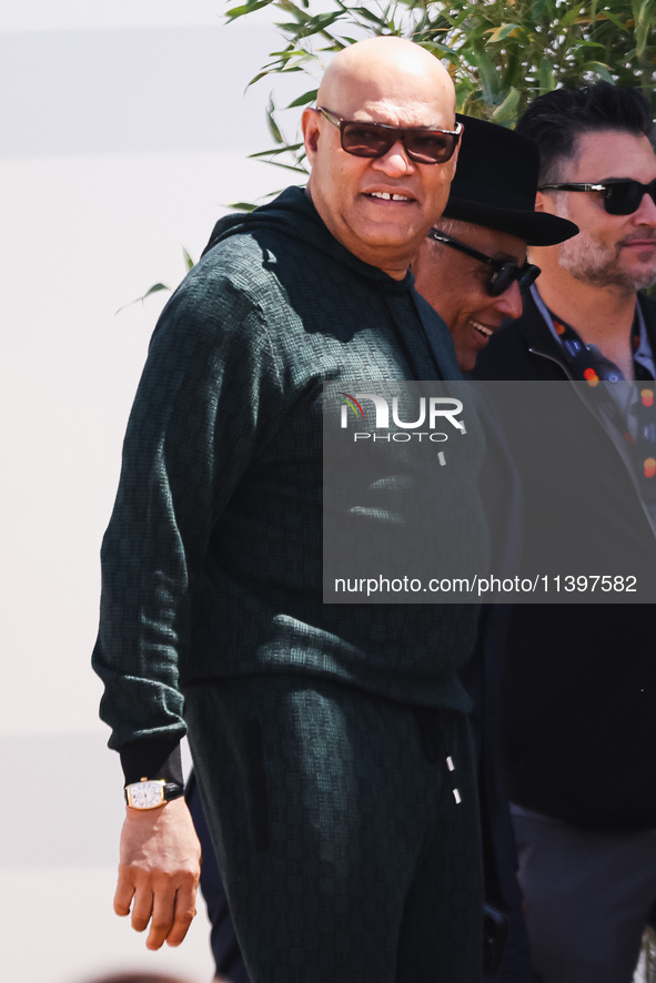 Laurence Fishburne is arriving at the photocall of Megalopolis during the 77th Festival de Cannes in Cannes, France, on May 17, 2024 