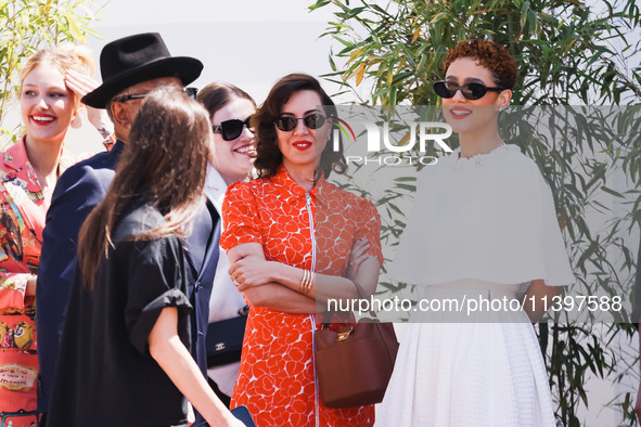 Aubrey Plaza is arriving at the photocall of Megalopolis during the 77th Festival de Cannes in Cannes, France, on May 17, 2024 